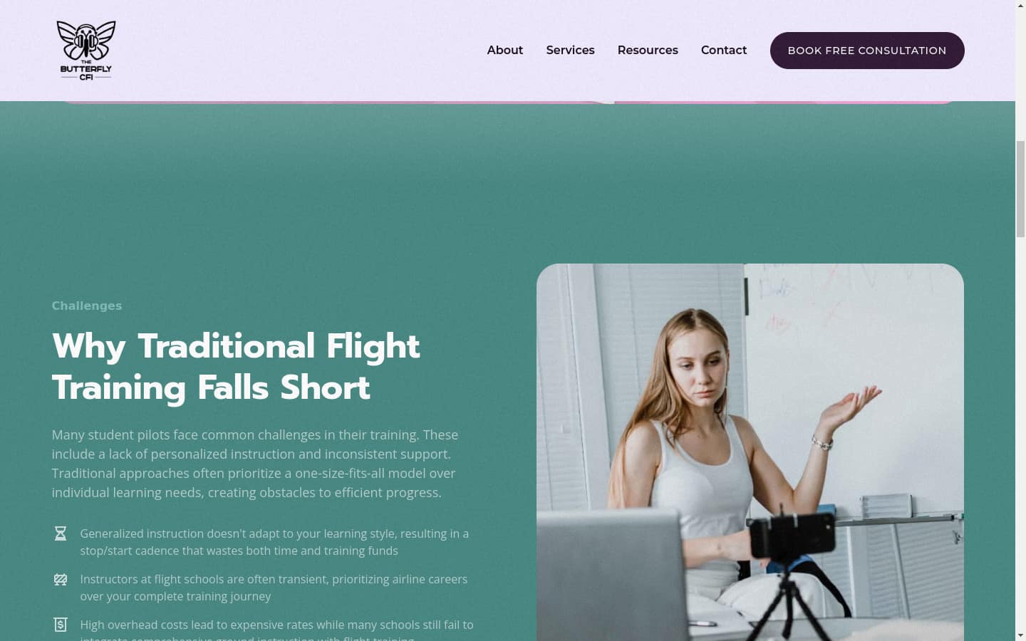 The Butterfly CFI site — placeholder screenshot