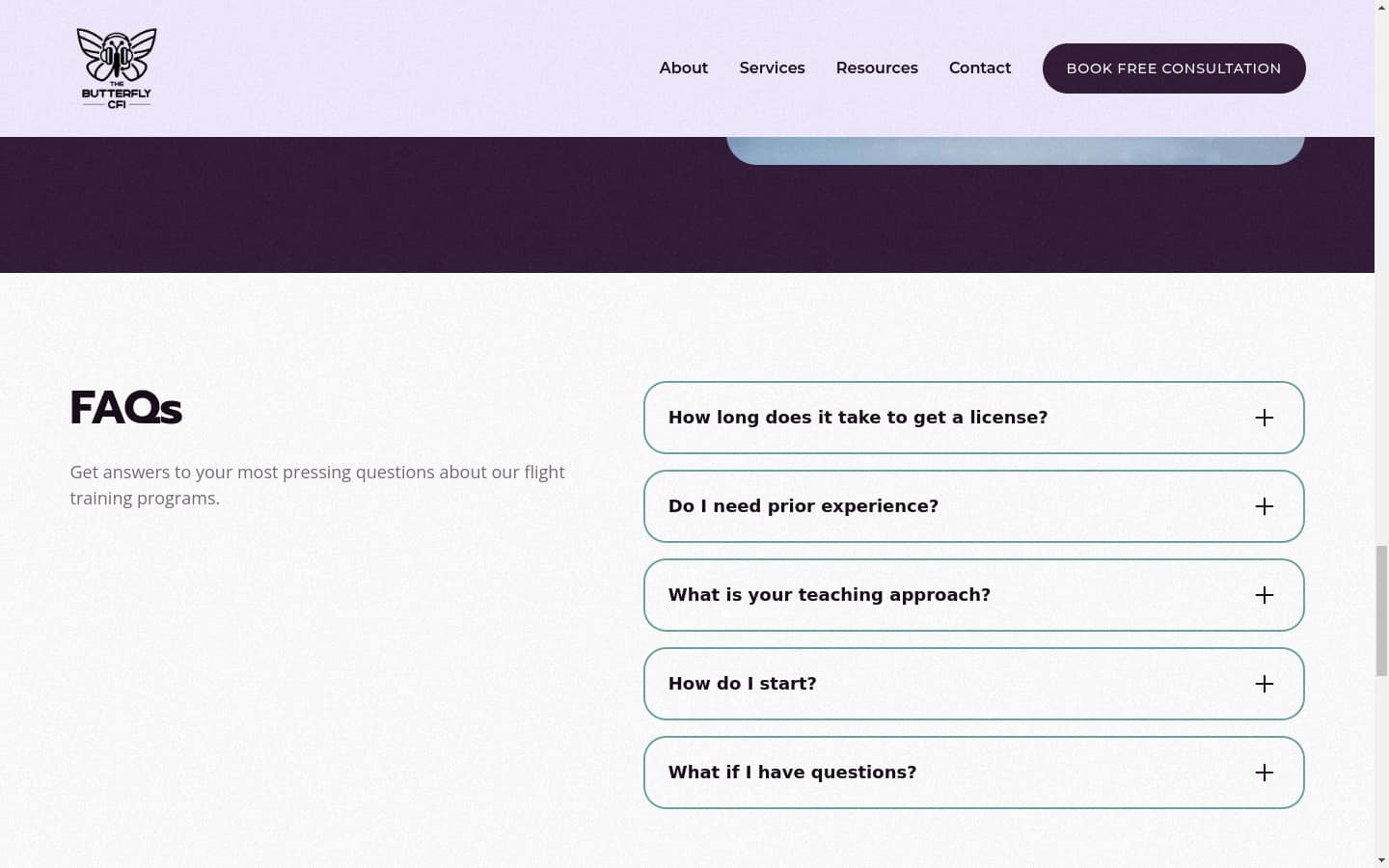 The Butterfly CFI site — placeholder screenshot